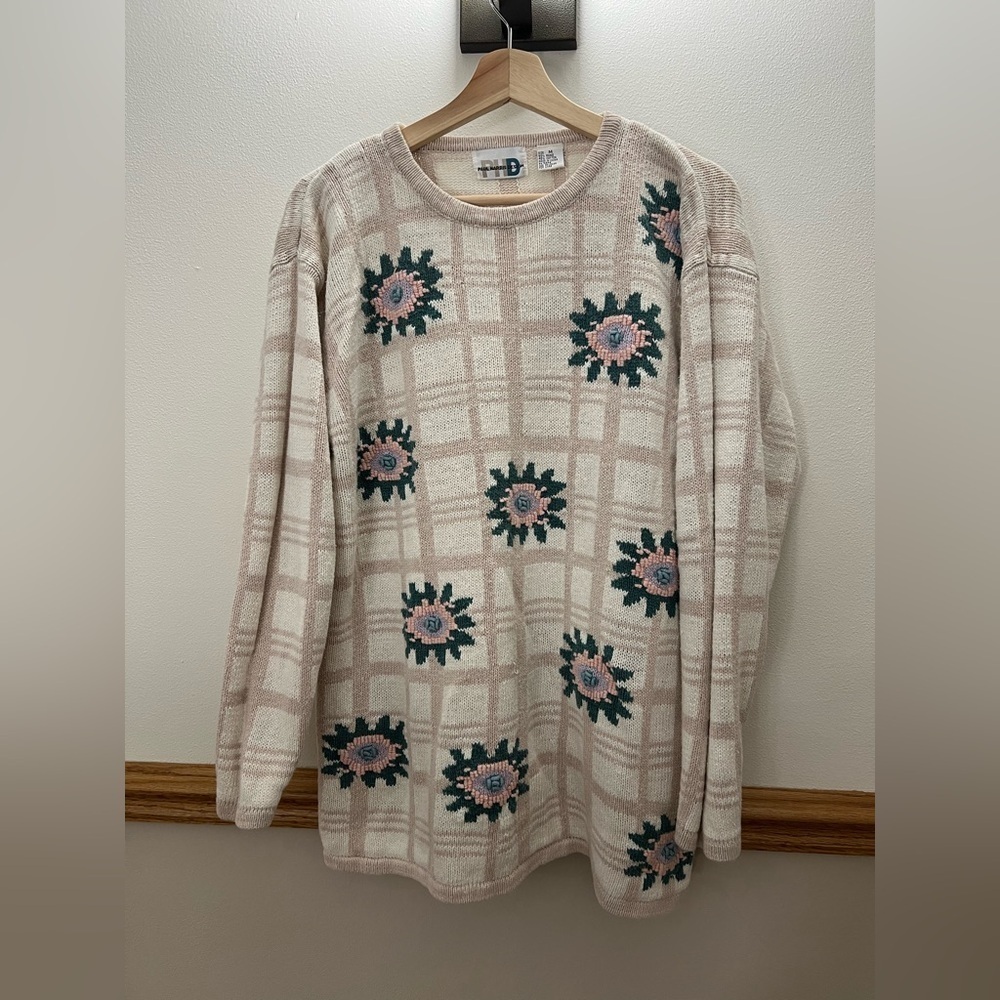 Vintage Floral Knit Grandpa Sweater Paul Harris Size Medium / Large